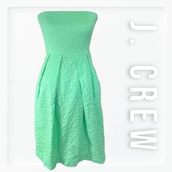 J Crew Textured Strapless Fit and Flare Dress sz 0 - Picture 1 of 13